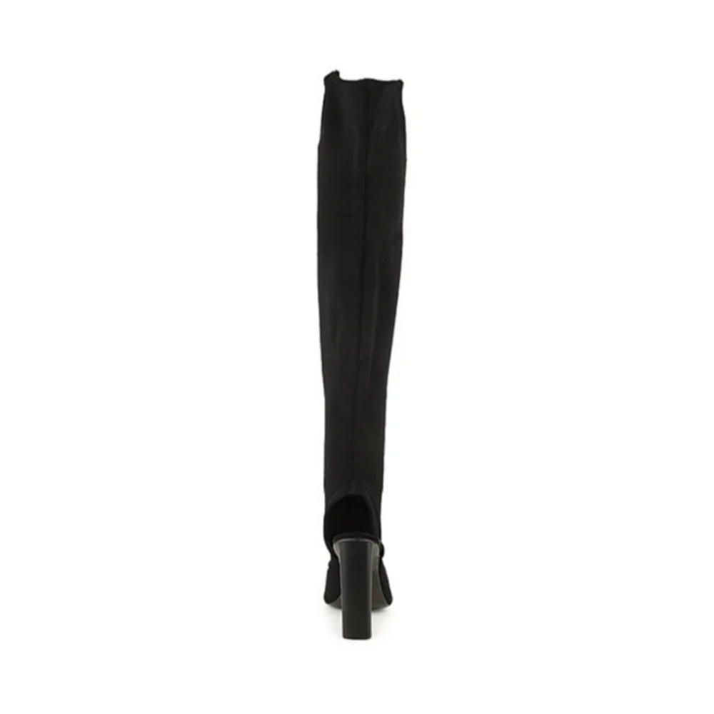 ZIGI New York Vertex Black Open Toe Stretch Over the Knee Sock Boots Size 6.5